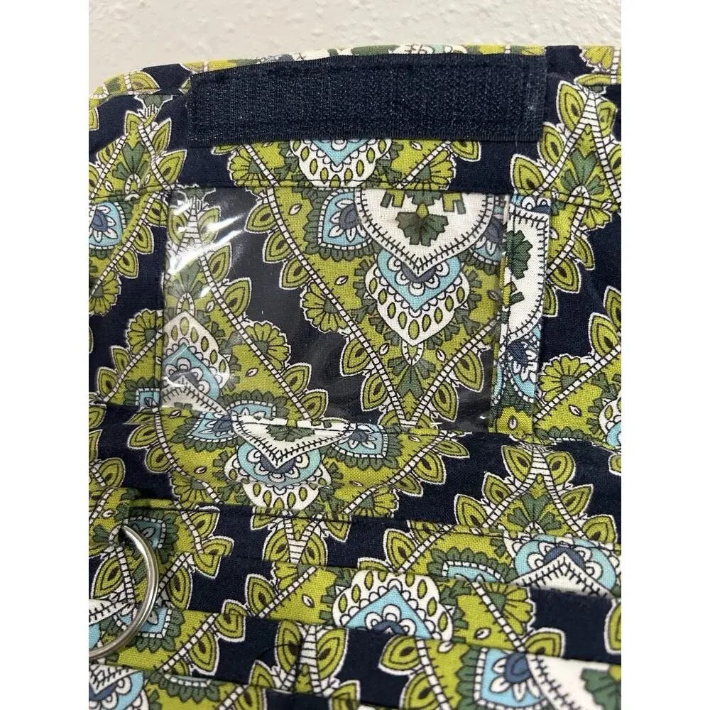 Vera Bradley Crossbody Trifold Wallet Purse Small Green Blue Paisley‎ Strap